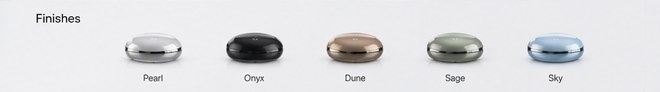 Five finishes: Pearl, Onyx, Dune, Sage, and Sky